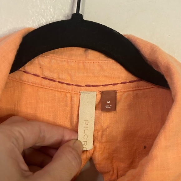 Anthropologie Pilcro Button Down Tie Back Shirt Dress in Peach - Picture 5 of 7